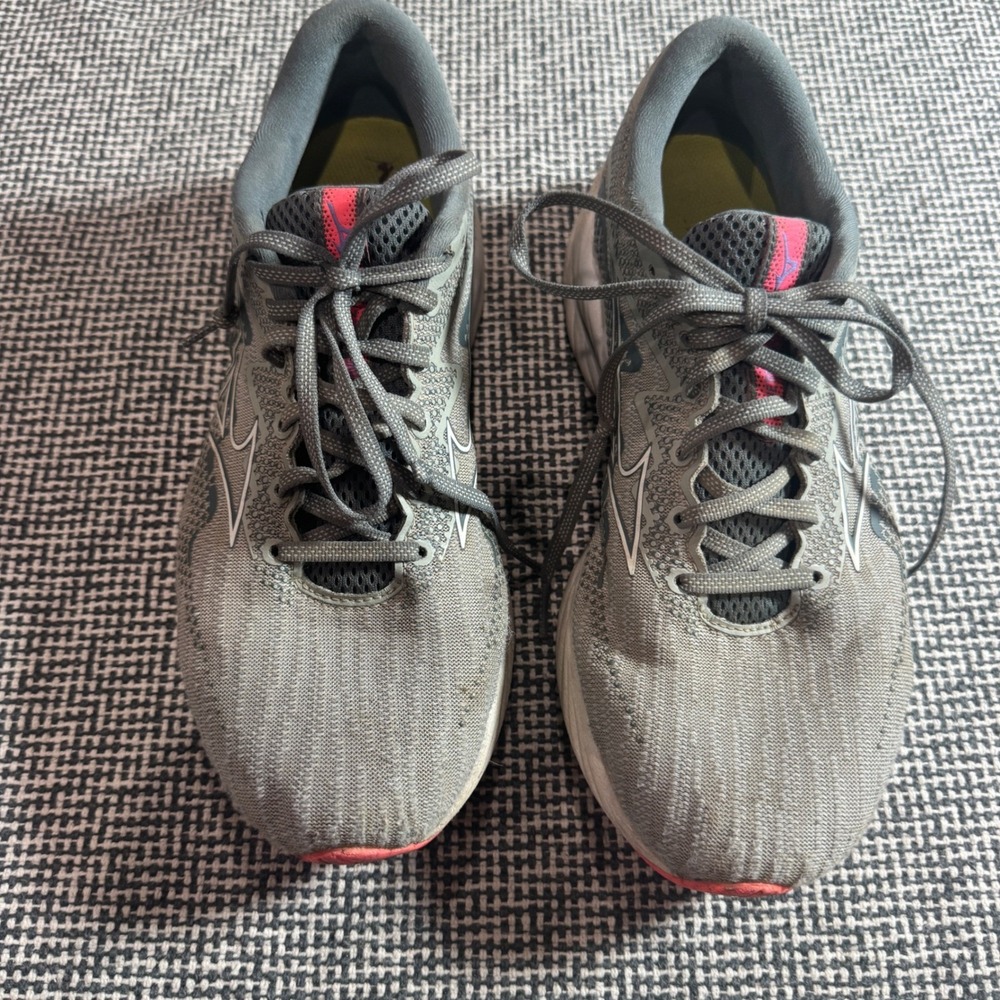 Mizuno Wave Rider 27 Womens Grey Pink Purple Running Shoes Sneakers J1GD230302